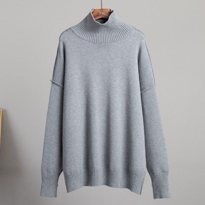 High Neck Casual Knit Sweater for Women