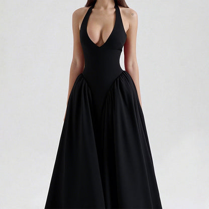 V-Neck Sleeveless Maxi Dress Elegant Casual Polyester
