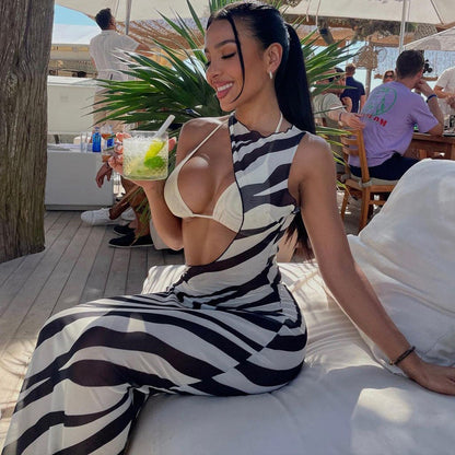 Sexy Sheer Mesh Sleeveless Bodycon Dress Elegant Style