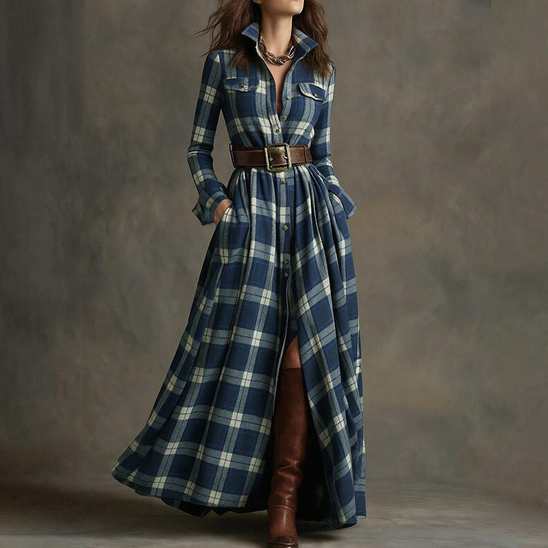 French Elegant A-Line Dress with Vintage Design
