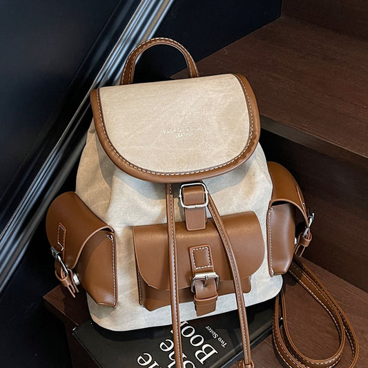 Retro Casual Backpack For Women Stylish Drawstring Travel Bag