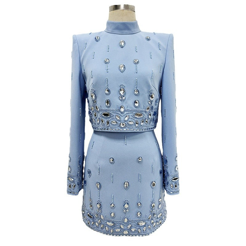 Trendy Sequin Embellished Two-Piece Jacket And Skirt Set