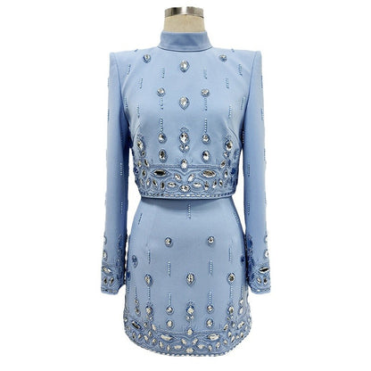 Trendy Sequin Embellished Two-Piece Jacket And Skirt Set
