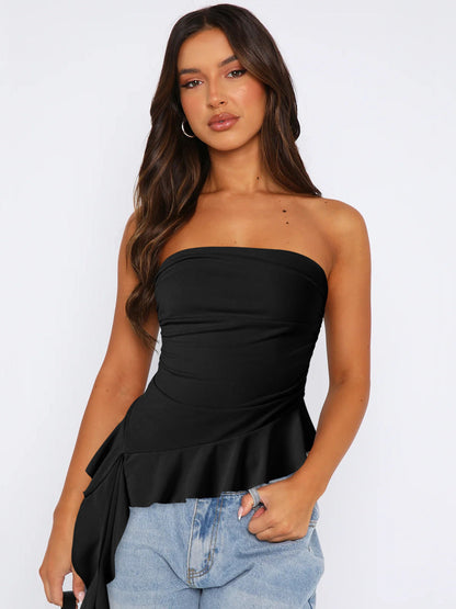 Y2K Slim Fit Fringe Crop Top for Women