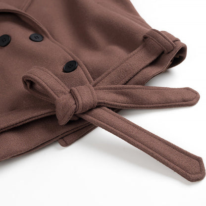 Winter Notch Collar Crop Pea Trench Coat