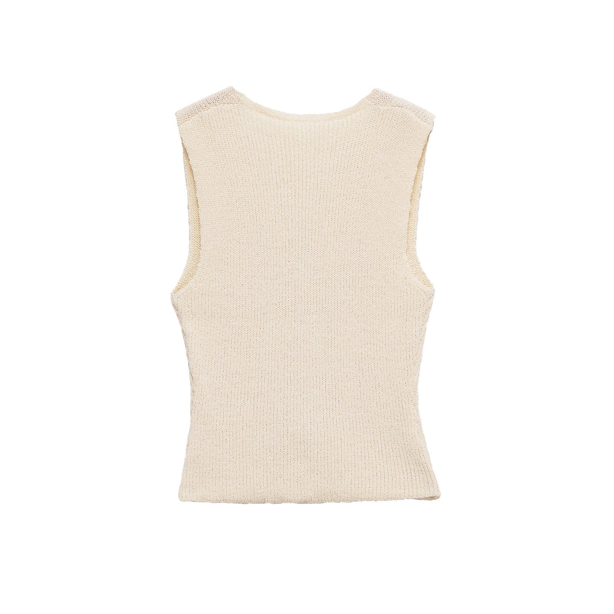 Button Down Sleeveless V-Neck Knit Top