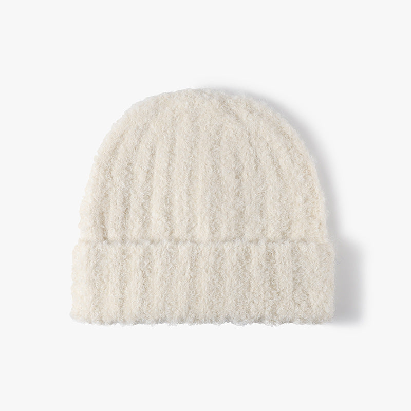 Solid Color Knit Hat Padded Beanie