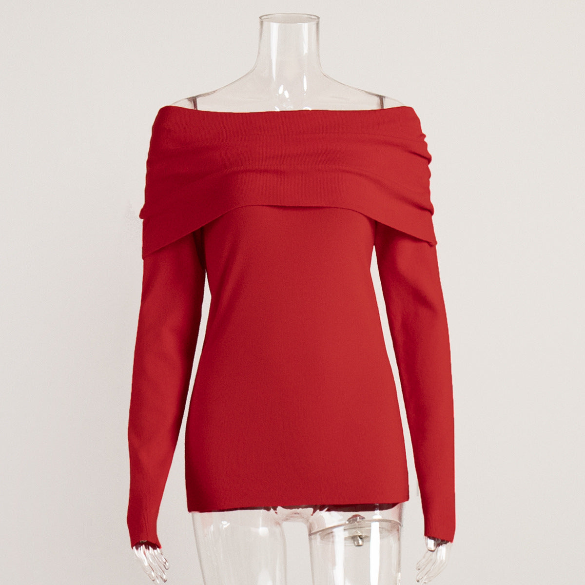 Off-Shoulder Long Sleeve Knit Top for Women