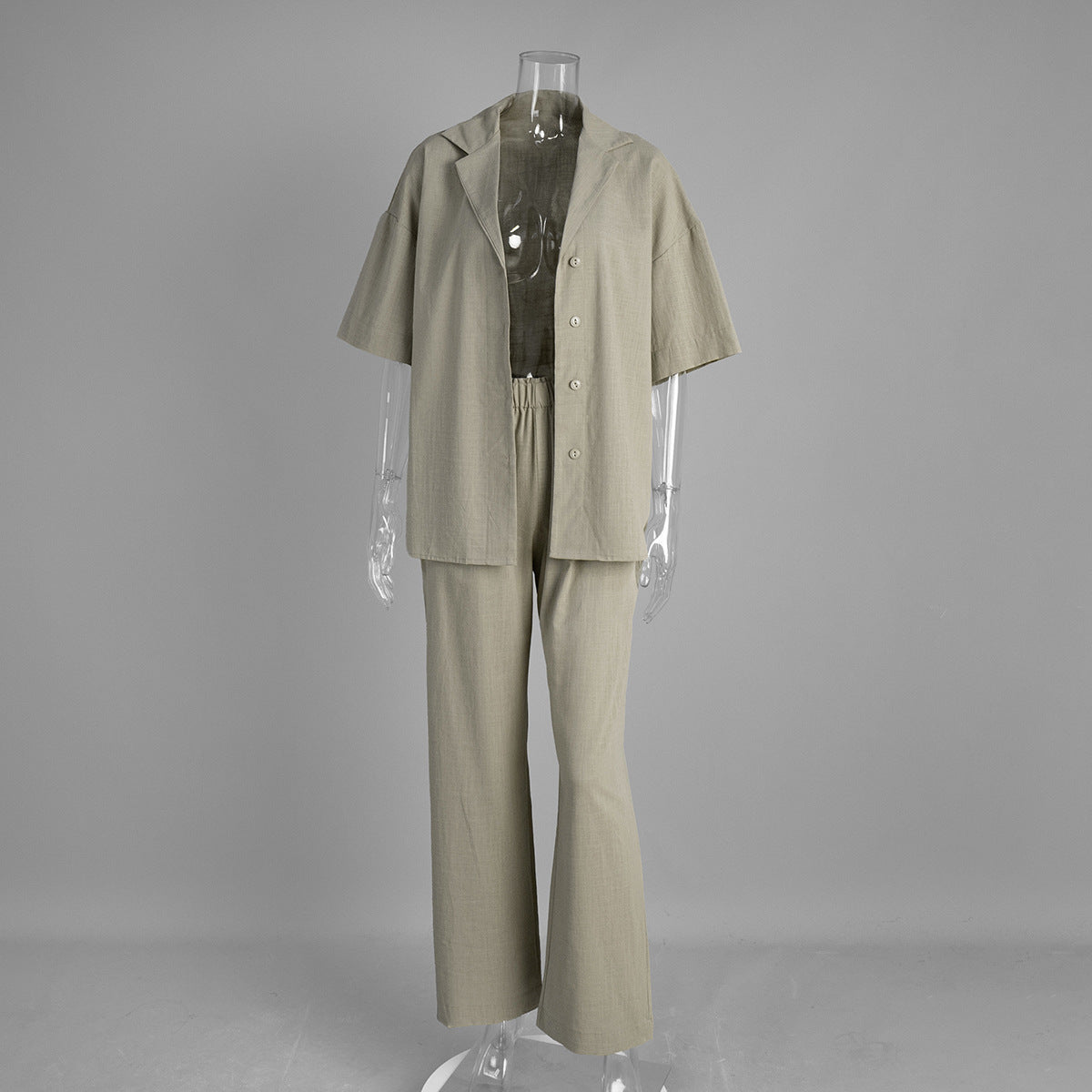 Cotton Casual Short Sleeve Top and Pants Set