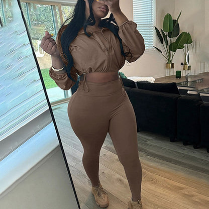 Sexy Crop Top And High Waist Pants Set For Women