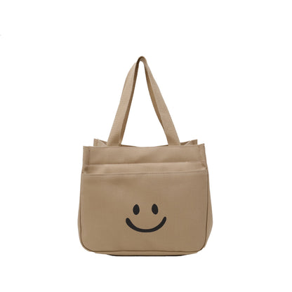 Canvas Lunch Bag With Smiley Face Casual Tote Bag