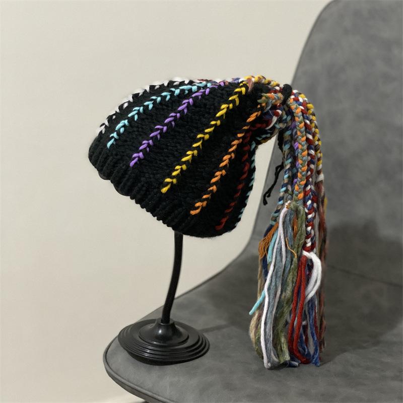 Fashion Woolen Hat Female Reggae Dirty Braids Warm Hip-Hop Knitted Hat Wig Hat Personality Funny