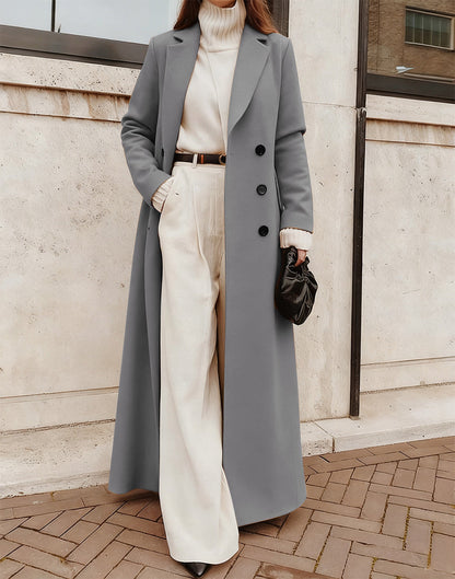 Elegant Casual Long Woolen Coat For Women
