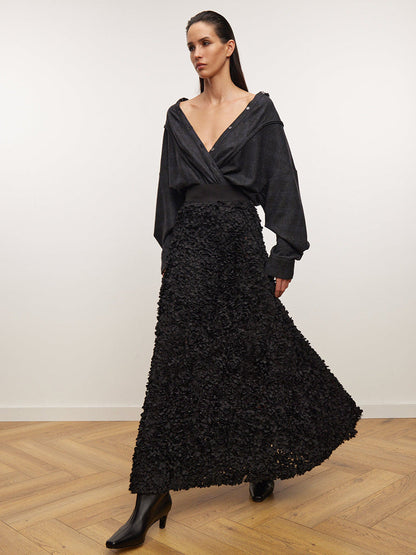 Elegant Maxi Skirt with Petal Design