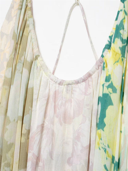 Casual Elegant Printed Mesh Halter Maxi Dress