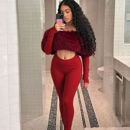 Off-Shoulder Cropped Long Sleeve Jumpsuit Women