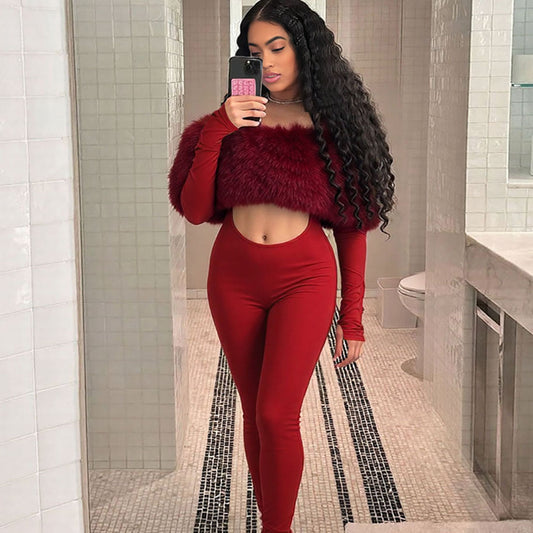 Off-Shoulder Cropped Long Sleeve Jumpsuit Women