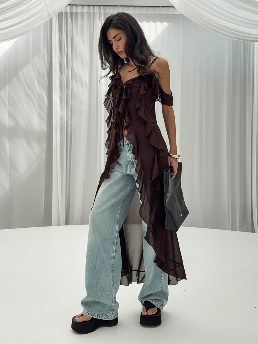 Sexy Ruffled V-Neck Camisole Dress