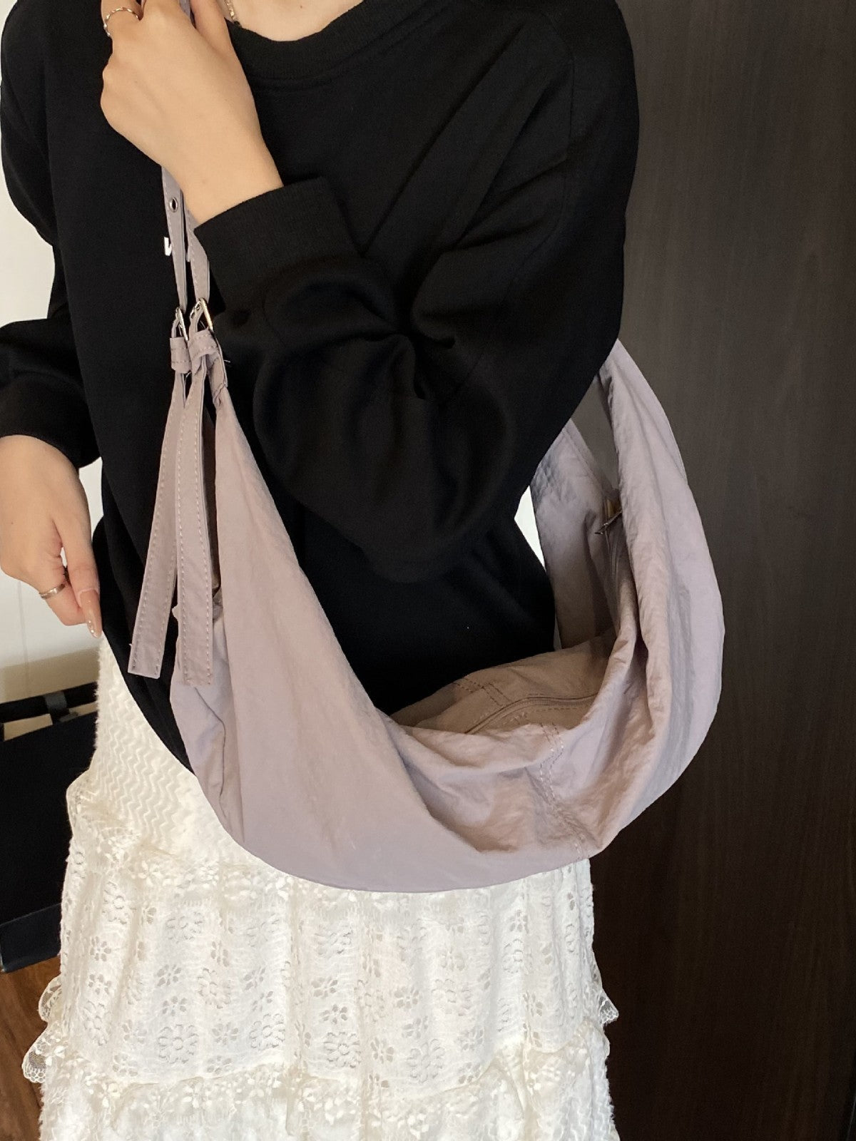 Chic Colorful Wrinkled Crossbody Bag Large Capacity Casual Tote