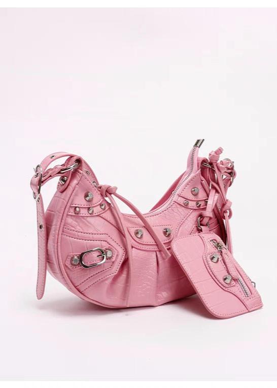 Croc Embossed PU Leather Crescent Bag
