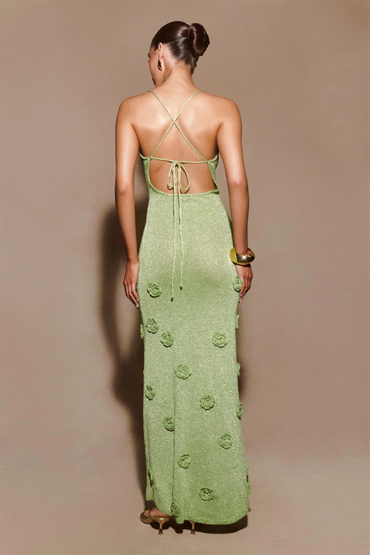 Elegant Knit Floral Sparkle Cami Dress