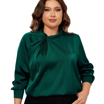 Solid Color Loose Fit Long Sleeve Shirt For Women