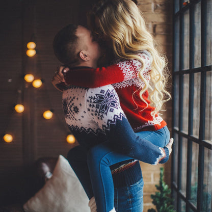 Knitwear Sweater Women'S Autumn And Winter New Loose High Neck Long Sleeve Couple Christmas Sweater