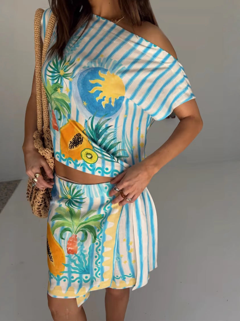Linen Off-Shoulder Bodycon Dress Set with Tie Detail