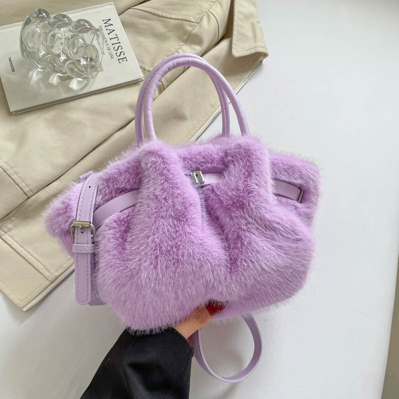 Soft Faux Fur Fluffy Tote Shoulder Bag