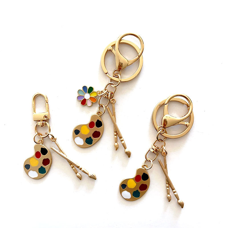 Artist Charm Alloy Paint Palette Keychain