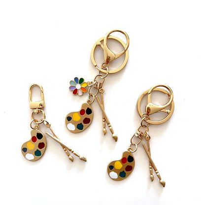 Artist Charm Alloy Paint Palette Keychain
