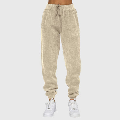 Solid Color Corduroy Casual Pullover Set