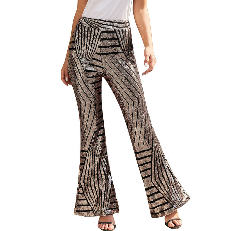 Sequin Slacks Women'S New High Waist Loose Straight Leg Trousers For Autumn