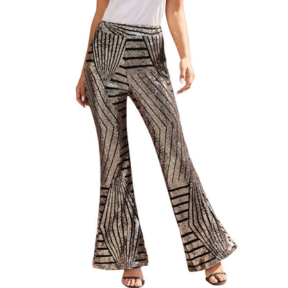 Sequin Slacks Women'S New High Waist Loose Straight Leg Trousers For Autumn