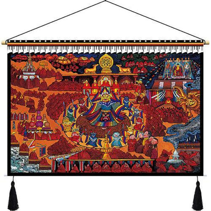 Customized Tibetan Fabric Tapestry Tibet Hanging Cloth Homestay Decoration Hotel Restaurant Living Room Bedroom Bedside Cloth Painting Tapestry