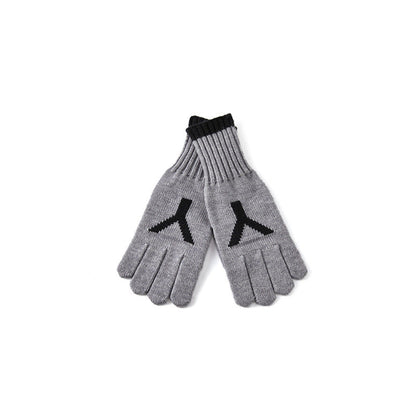 Letter Jacquard Color Block Knit Gloves