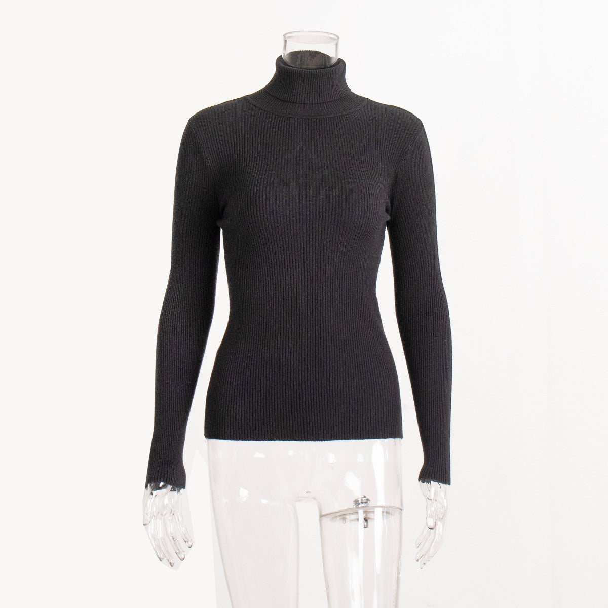 Long Turtleneck Knitted Sweater for Plus Size Women