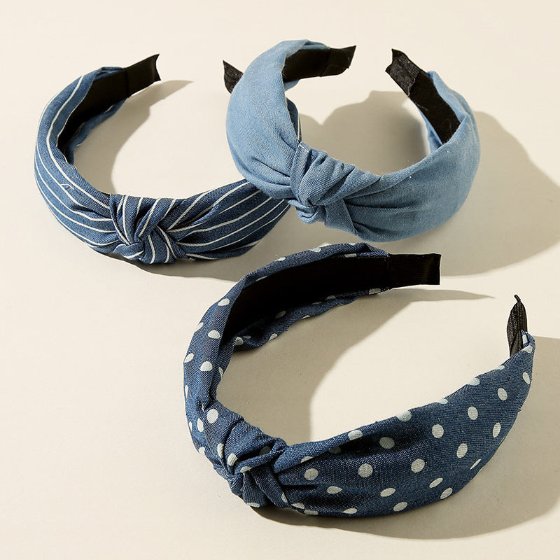 Vintage Demin Stripe Knot Headband