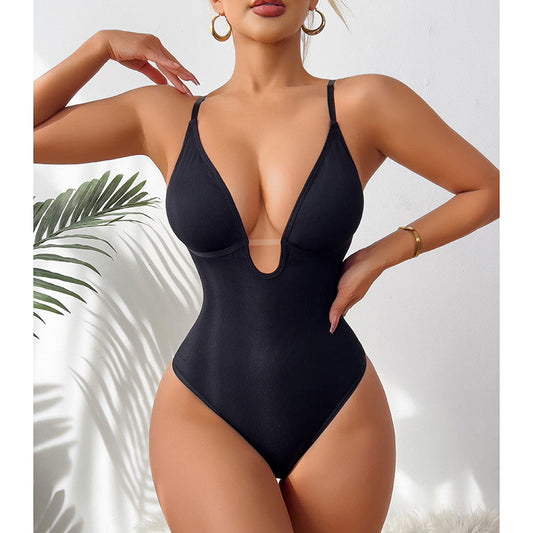 Deep V Neck Slim Fit Sexy Bodysuit For Women