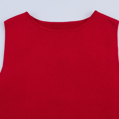 Splicing Round Neck Sleeveless Knit Maxi Dress