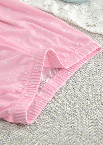 Polka Dot Cotton Lounge Set with Ruffle Hem