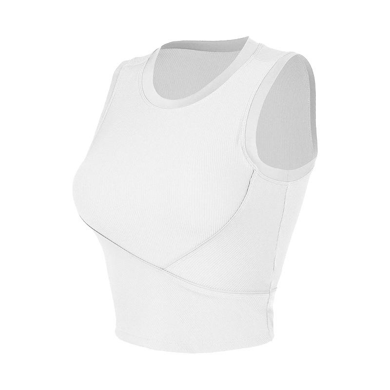 Sleeveless Rib Sports Vest Women'S Running Fitness Elastic Tight-Fitting Yoga Underwear