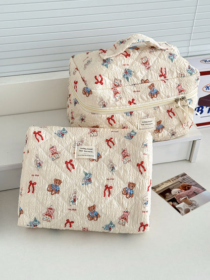 Cute Cartoon Animal Print Makeup Bag Spacious Toiletry Kit