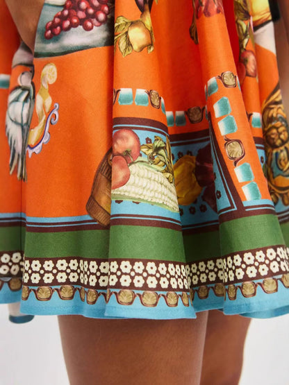 Linen Tie-Front Dress with Floral Print for Casual Elegance
