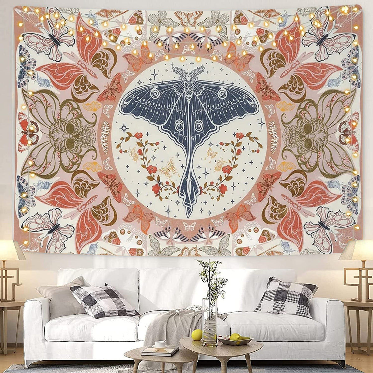 Bohemian Retro Butterfly Tapestry Insect Flower Tapestry Beautiful Hanging Cloth Skeleton Tapestry Stumbling Butterfly Tapestry