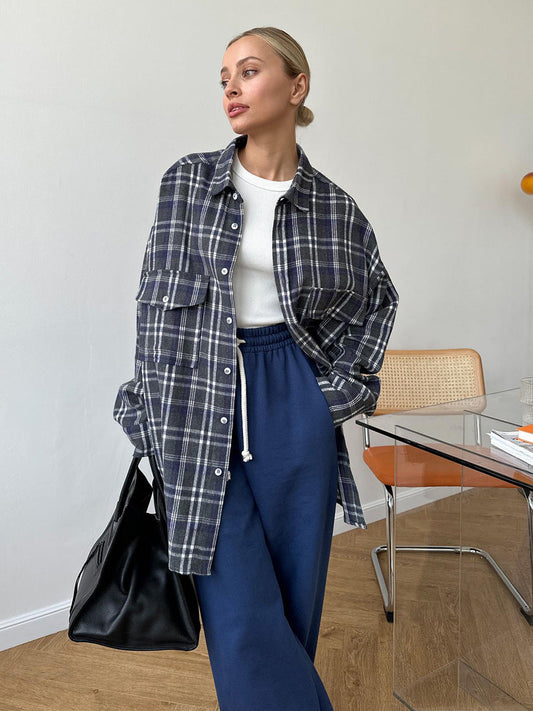 Plaid Long Sleeve Shirt With Pockets