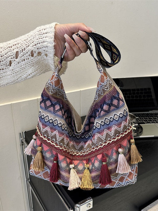 Fashionable Ethnic Style Fringe Casual Tote Bag