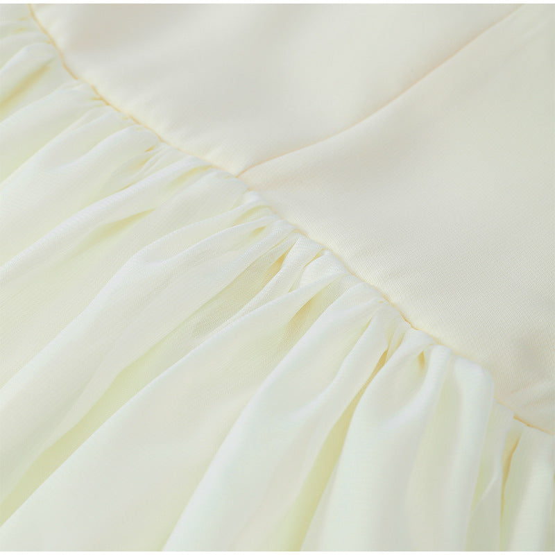 Elegant Pleated String Tie Backless Dress