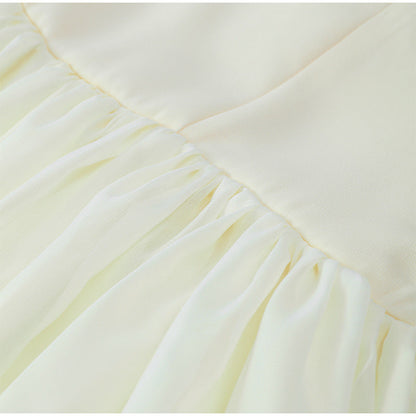 Elegant Pleated String Tie Backless Dress