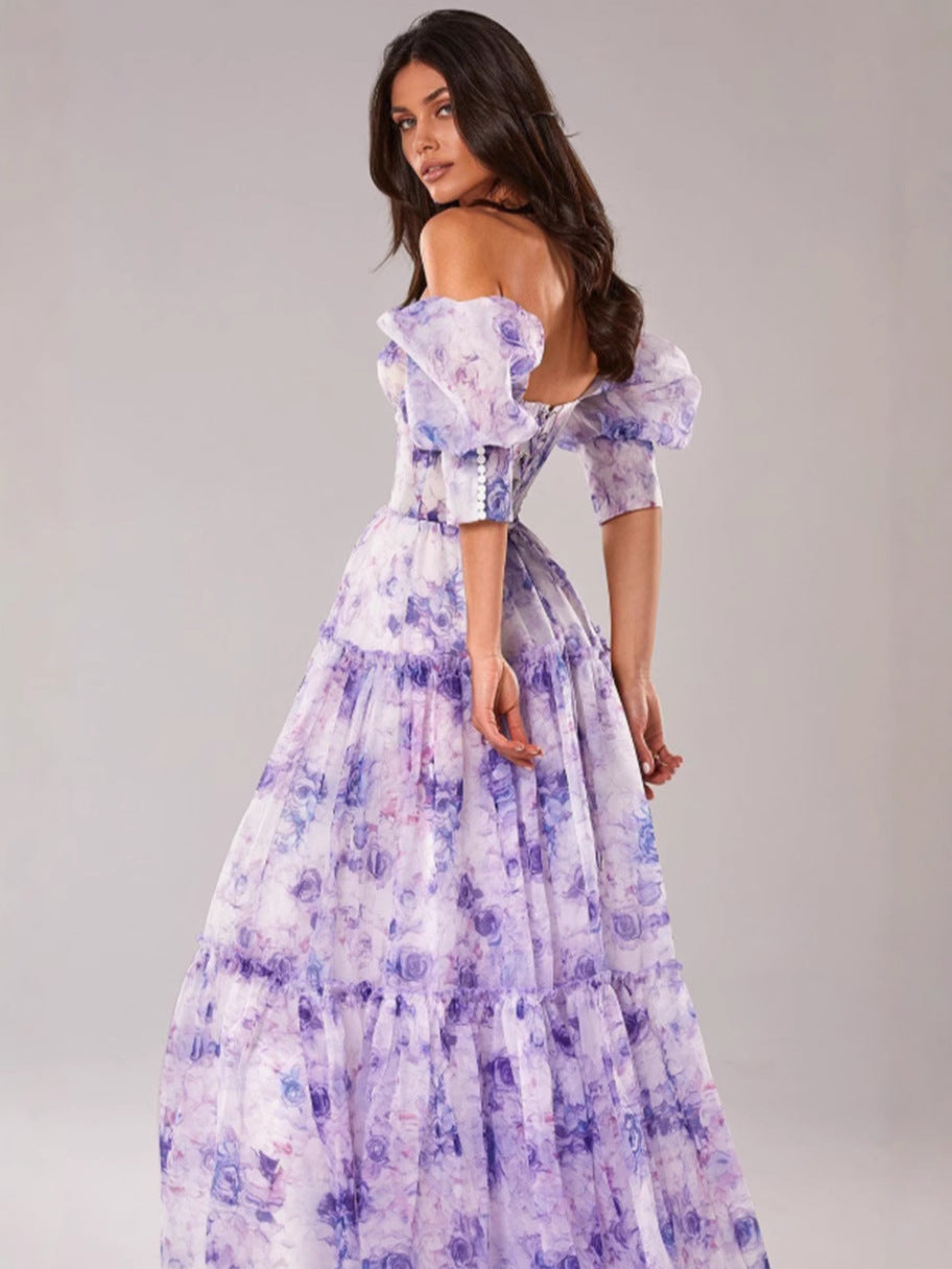 Off-Shoulder Chiffon Long Evening Dress For Women